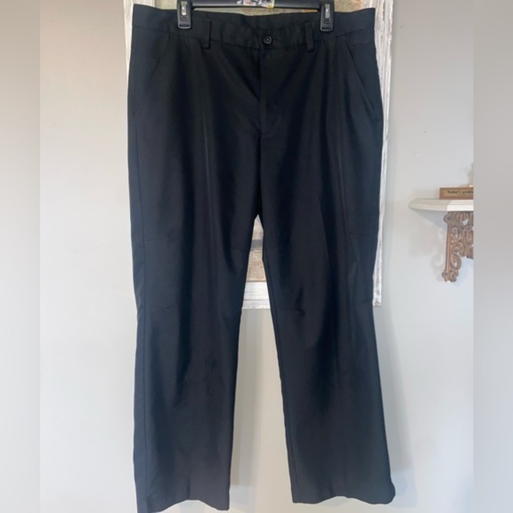 IZOD Lightweight Flat Front Casual Golf Pants Sz 36X29 Poly/Spandex Blend Black